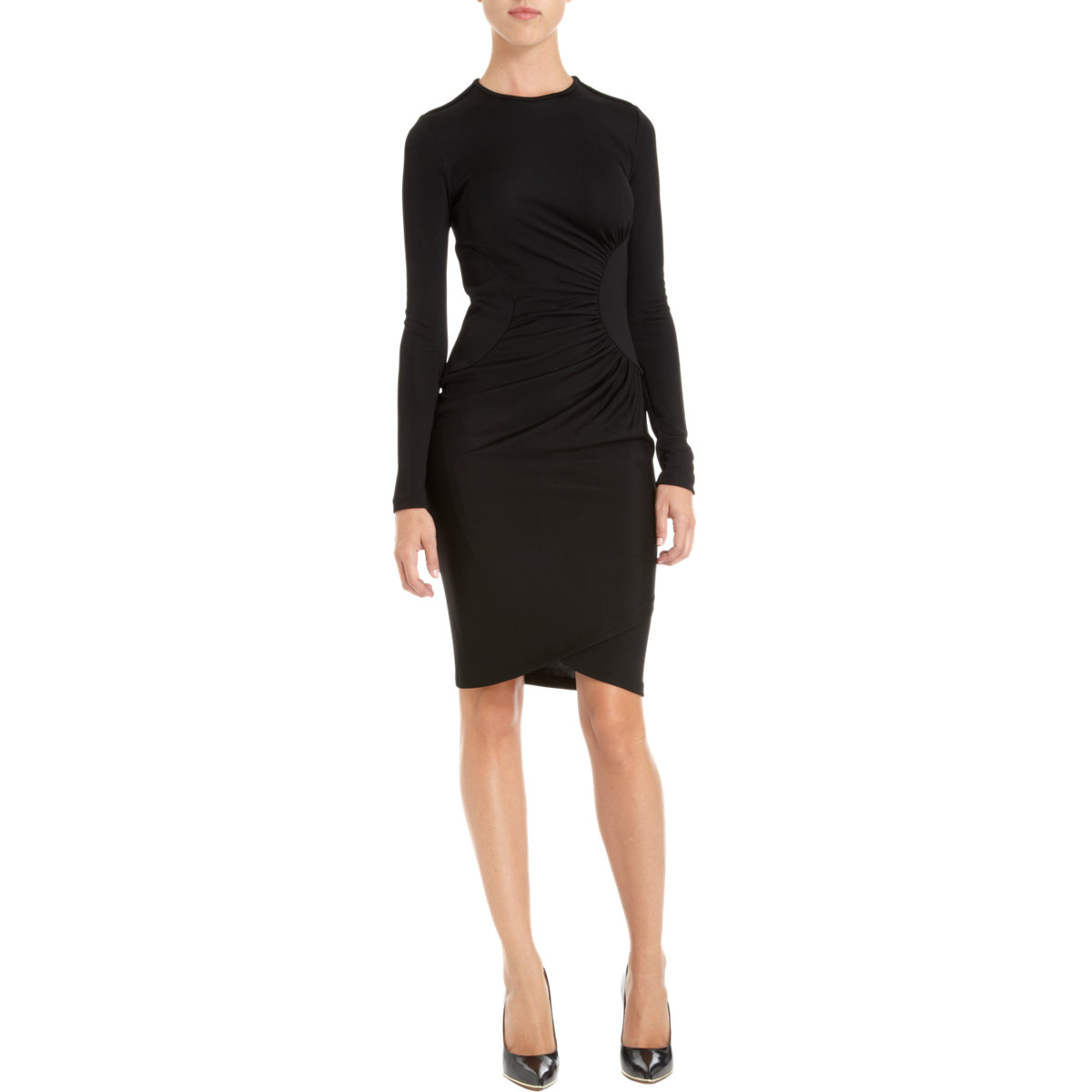 Givenchy Long Sleeve Ruched Dress in Black | Lyst