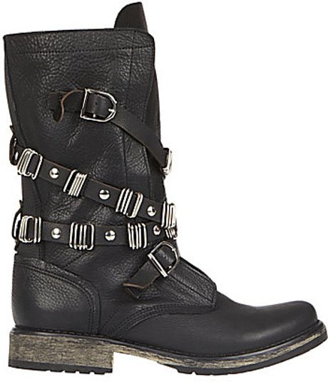 Steve Madden Bekket Buckle Boots in Black (black leather) | Lyst