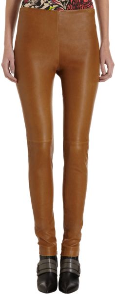 Balenciaga Leather Leggings in Brown (cognac) | Lyst