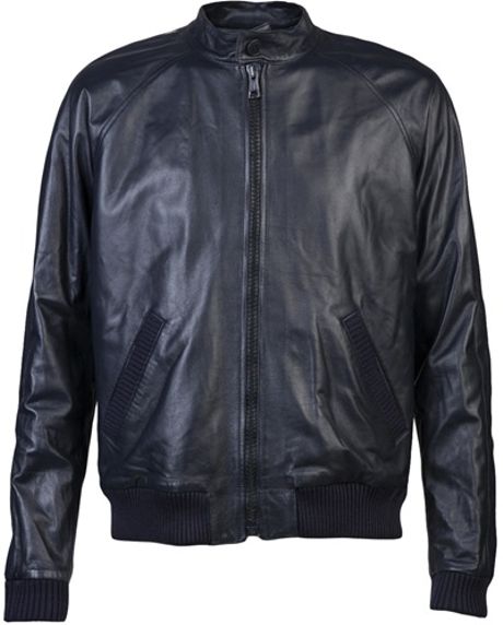 Band Of Outsiders Leather Harrington Jacket in Black for Men | Lyst