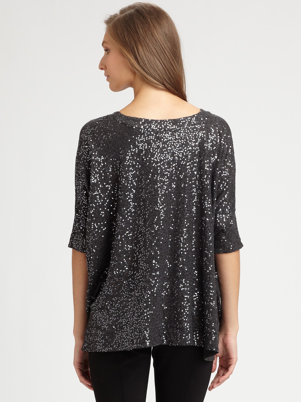 Lyst - Dkny Sequin Dolman Top in Metallic