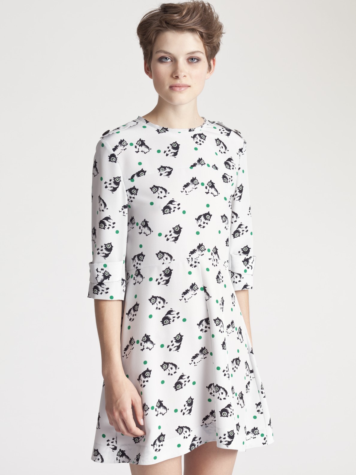 Lyst Marni Silk Bear Print Dress In Metallic Gallery