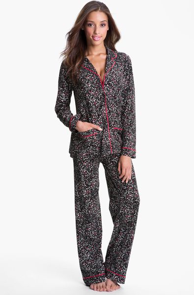 Dkny Patterned Knit Pajamas in Red (black dot) | Lyst