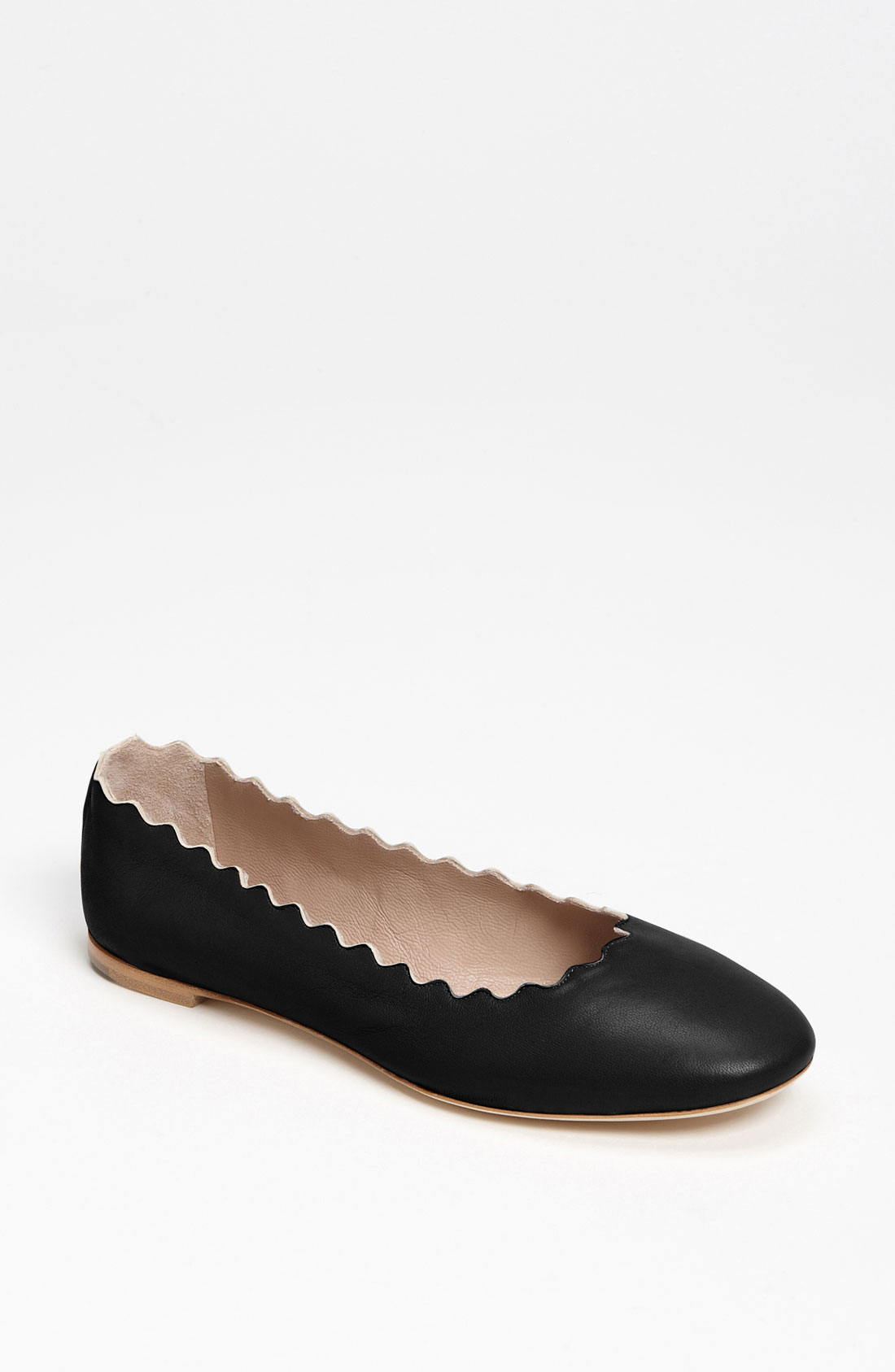 Chloé Scalloped Ballet Flat in Black | Lyst