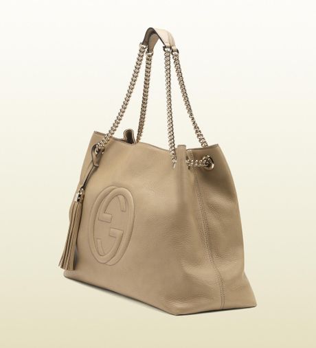 Gucci Soho Leather Shoulder Bag in Beige (cream) | Lyst