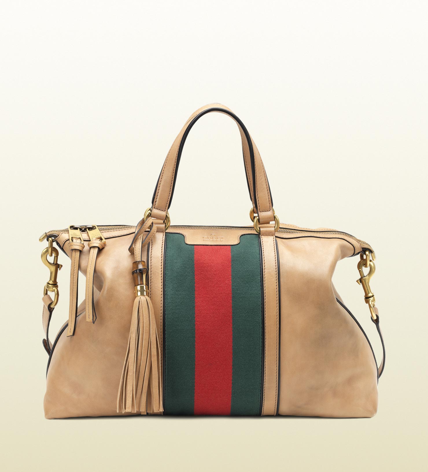 Gucci Leather Top Handle Bag in Khaki (Brown) - Lyst