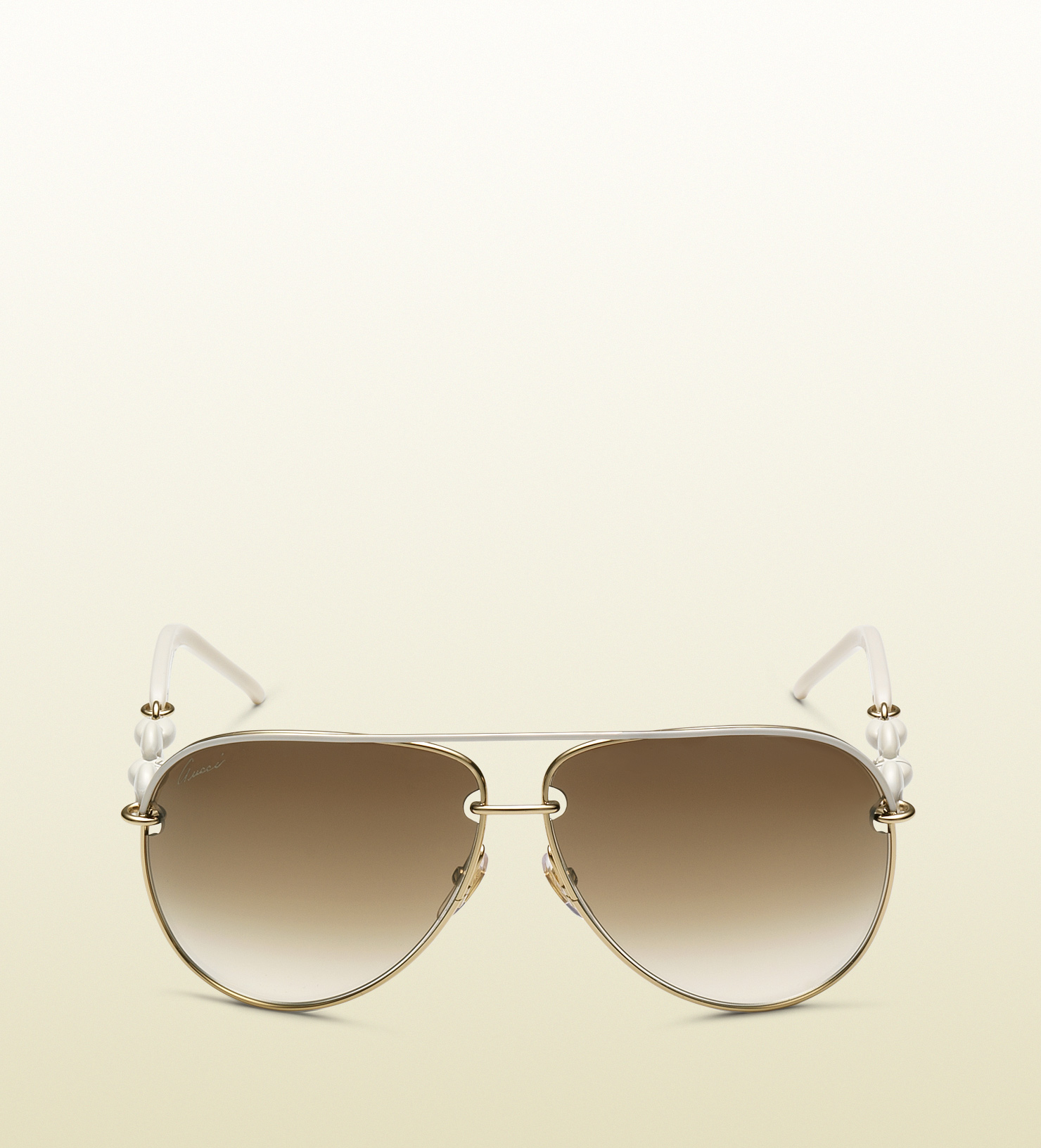 Lyst Gucci Womens White Aviator Sunglasses in White