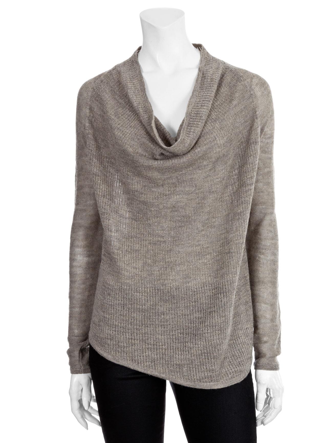 Helmut Lang Rib Knit Cowl Neck Sweater in Gray (grey) | Lyst
