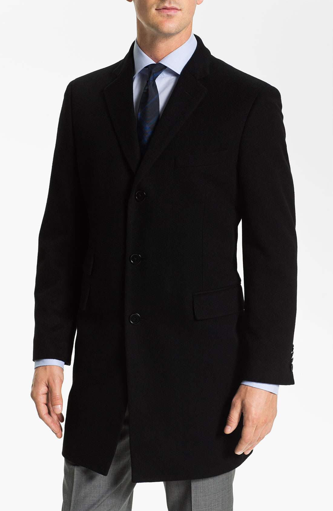 John Varvatos Flatbush Cashmere Top Coat in Black for Men | Lyst