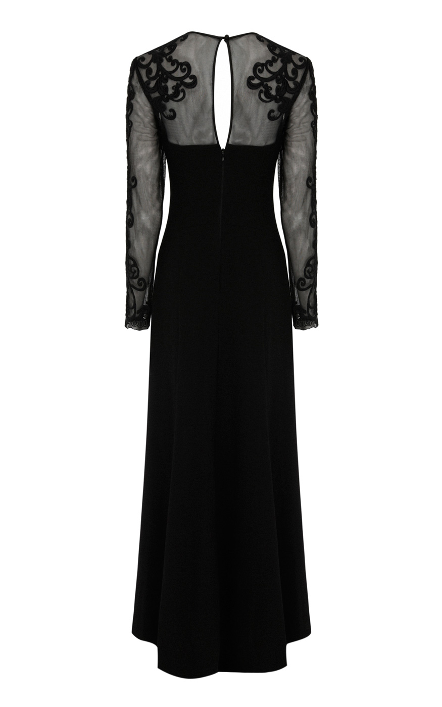 Karen millen Lace Sleeve Maxi Dress in Black Lyst