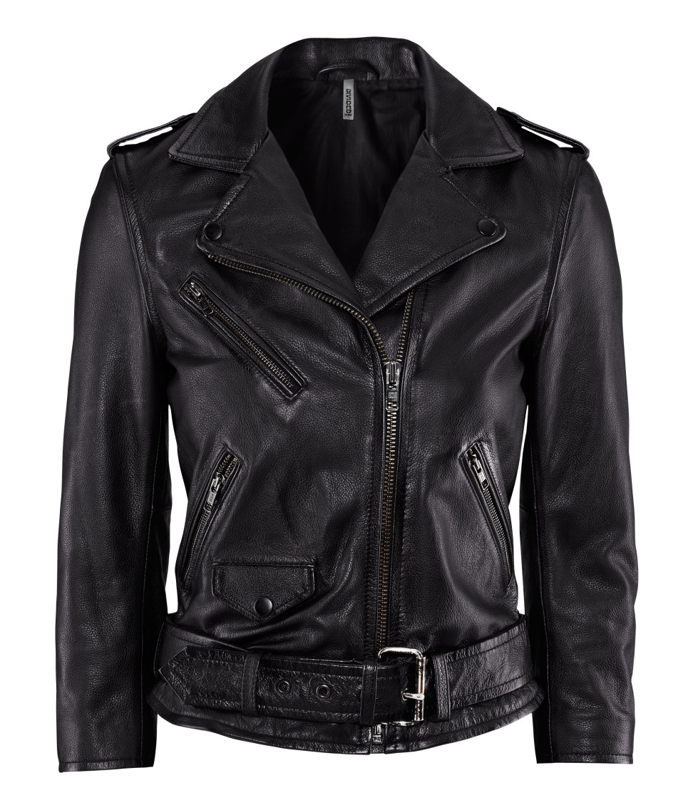 H&m Leather Jacket in Black | Lyst