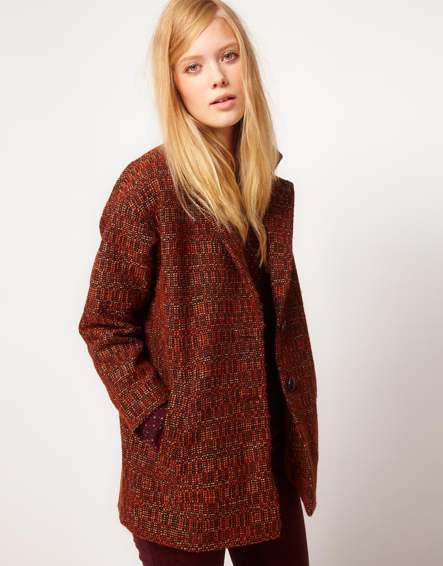 Nw3 by hobbs Nw3 Marianne Coat in Burnt Orange Tweed in Brown | Lyst