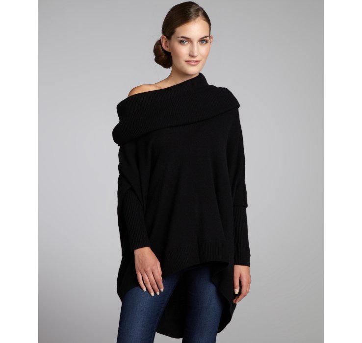 Lyst - Autumn Cashmere Black Cashmere Oversized Cowl Neck Sweater in Black