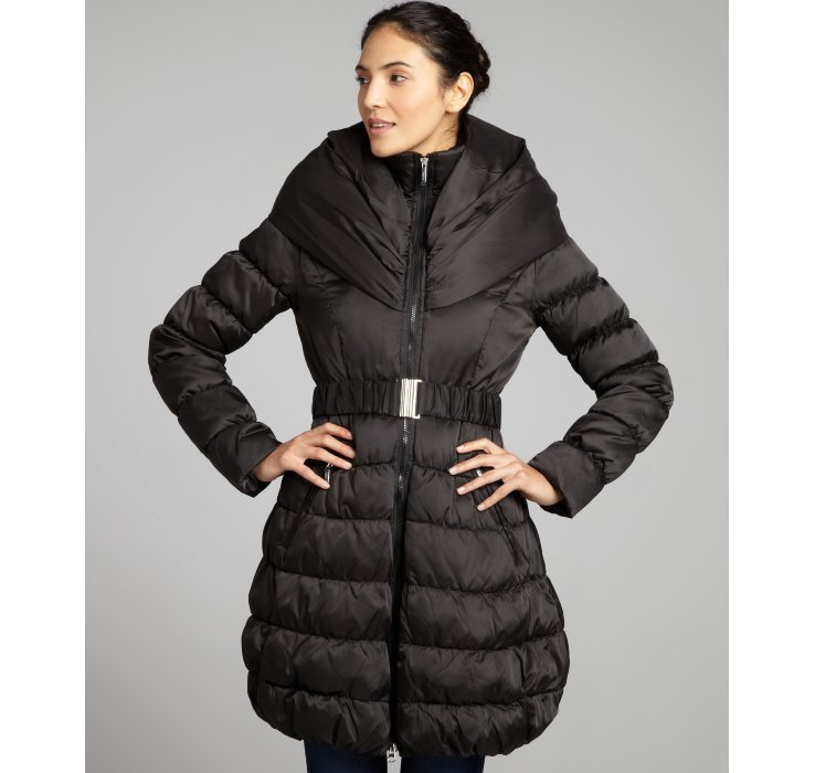 Lyst - Laundry By Shelli Segal Quilted Oversized Collar Down Coat in Black