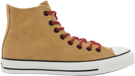 Converse All Star Suede Contrast Lace High Top Trainers in Brown (tan ...