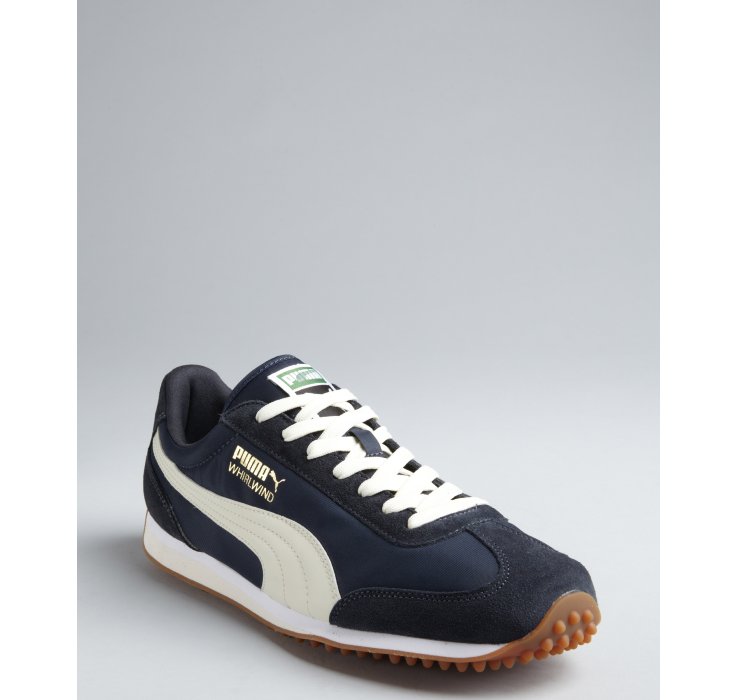 Puma Navy and Cream Nylon Whirlwind Classic Striped Sneakers in Blue ...