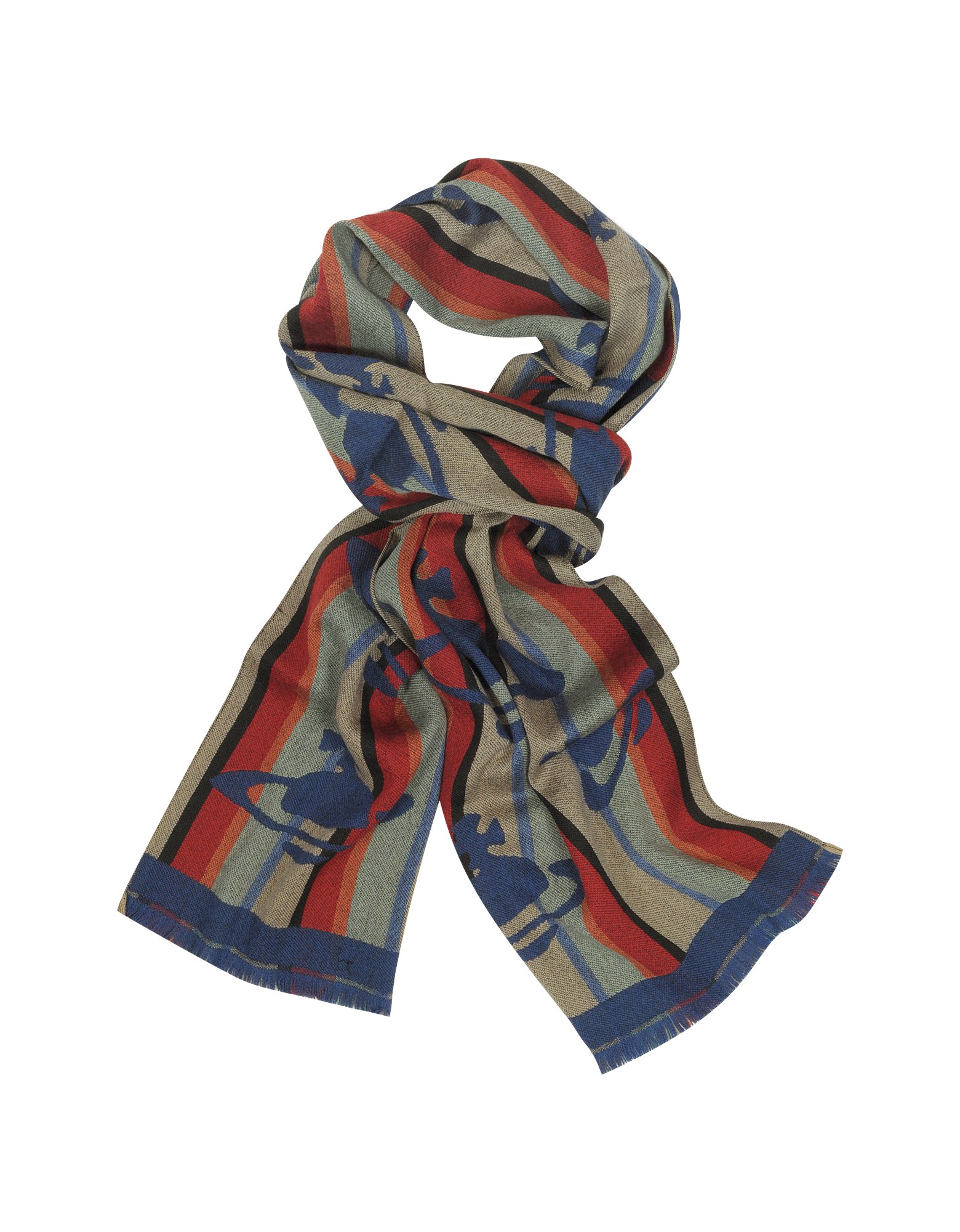 Vivienne Westwood Logo Woven Wool Scarf in Multicolor | Lyst