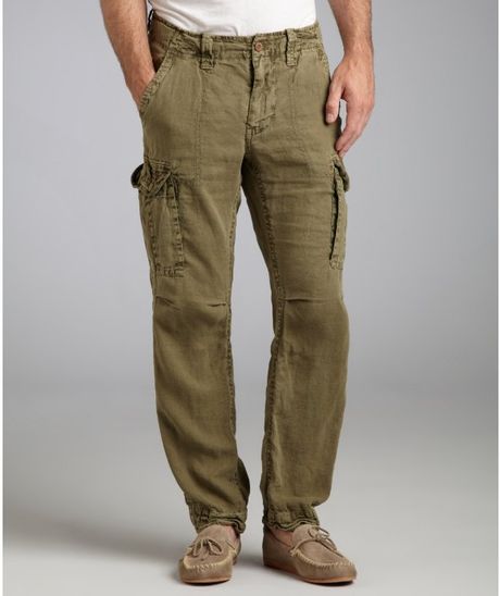 Tailor Vintage Army Green Linen Cargo Pants in Green for Men (army ...