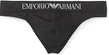 Emporio Armani Black Thong in Black for Men (solid black) | Lyst