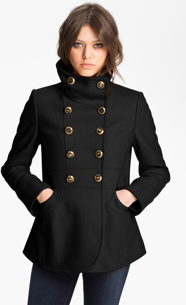 Kenneth Cole Double Breasted Peacoat in Black | Lyst