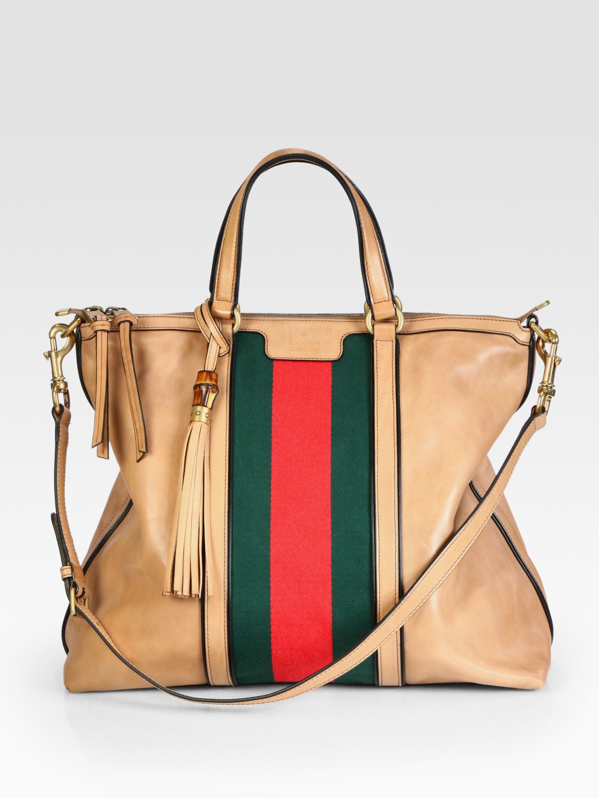 Lyst Gucci Rania Leather Top Handle Bag In Natural