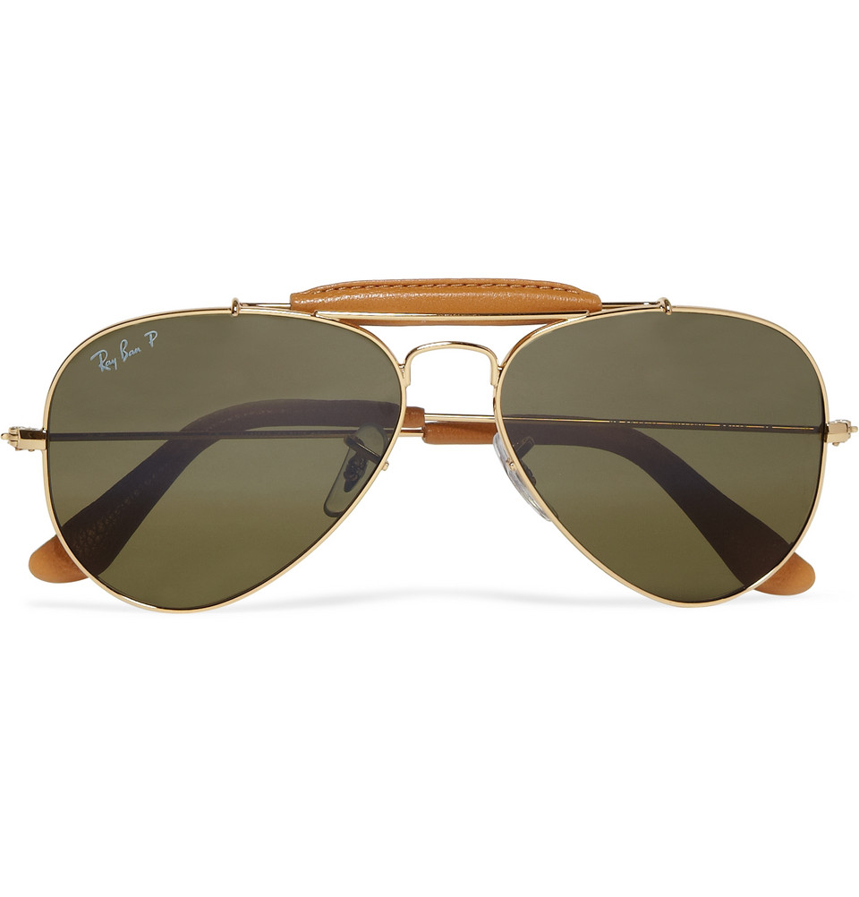 Lyst Ray Ban Outdoorsman Polarised Aviator Sunglasses In Metallic For Men