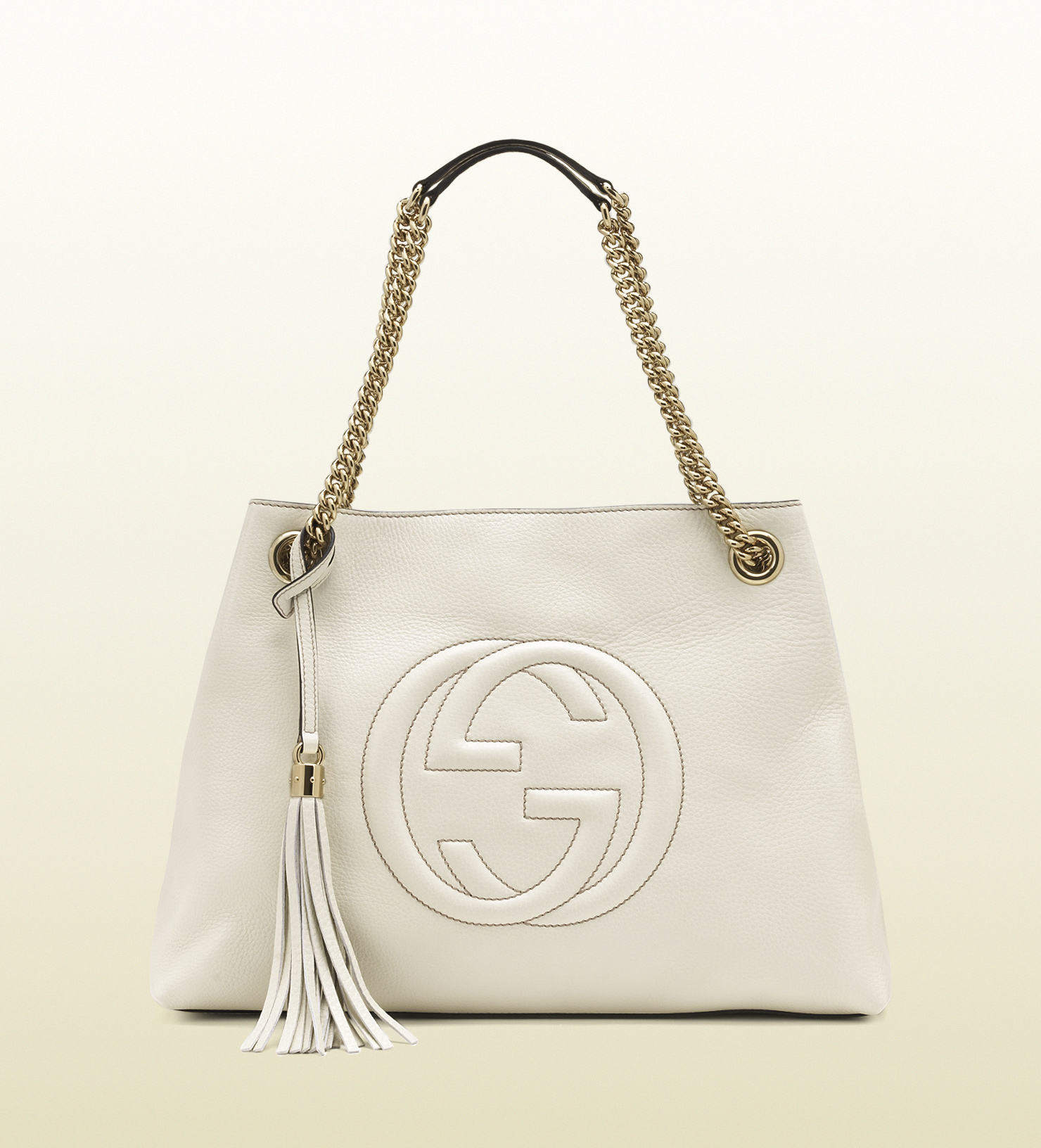 Gucci Soho Leather Shoulder Bag in White | Lyst