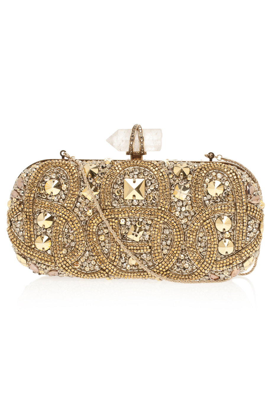 Lyst - Marchesa Lily Embroidered Clutch Bag in Metallic