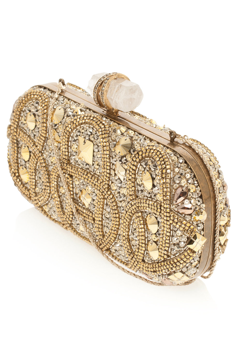 Lyst Marchesa Lily Embroidered Clutch Bag in Metallic
