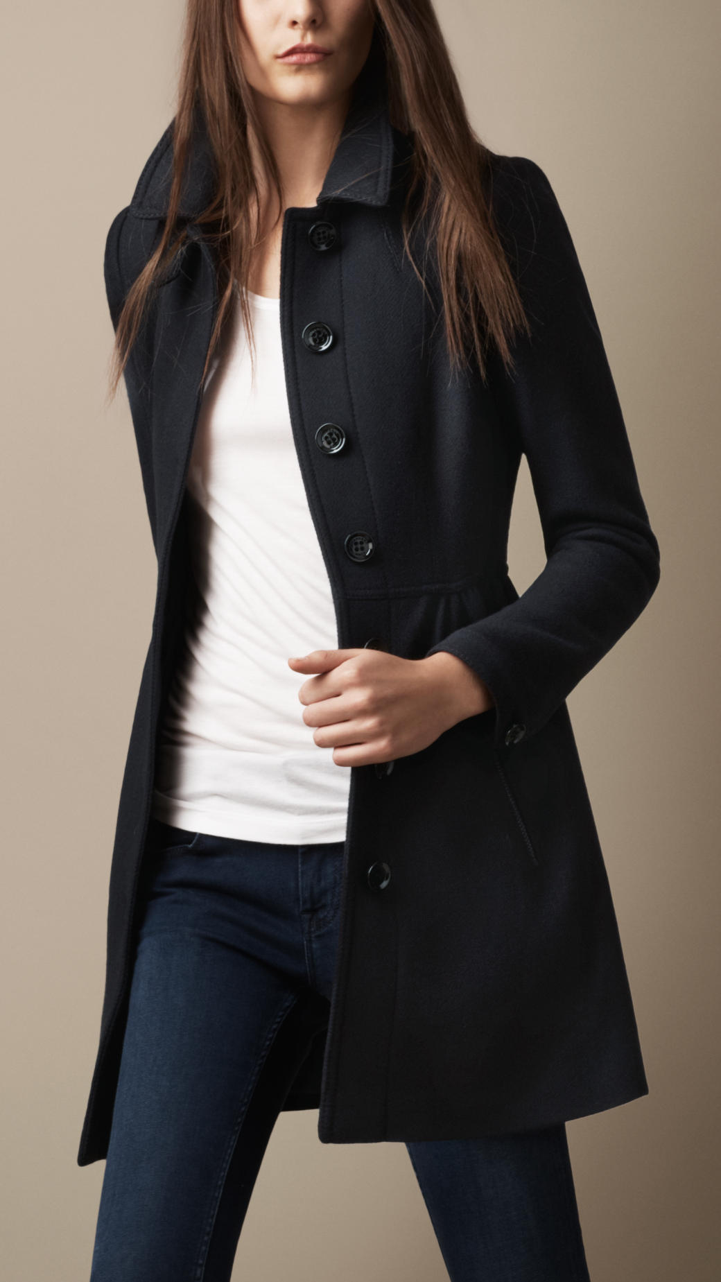 iBurberryi Brit Wool Twill Dress Coat in Blue Lyst