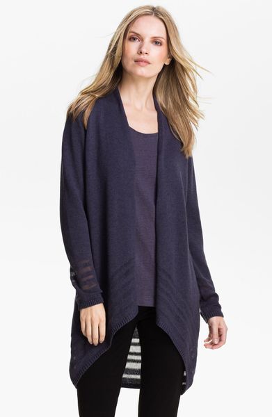 Eileen Fisher Angled Front Cardigan in Blue (twilight) | Lyst