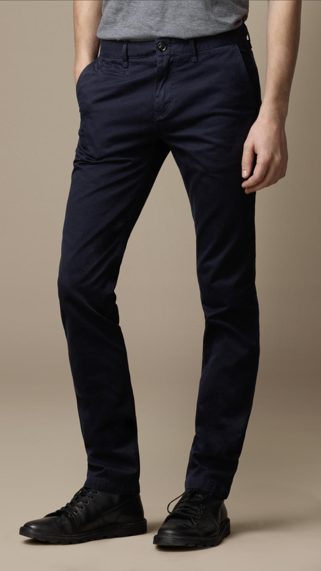 Lyst - Burberry Brit Slim Fit Cotton Chino Trousers in Blue for Men