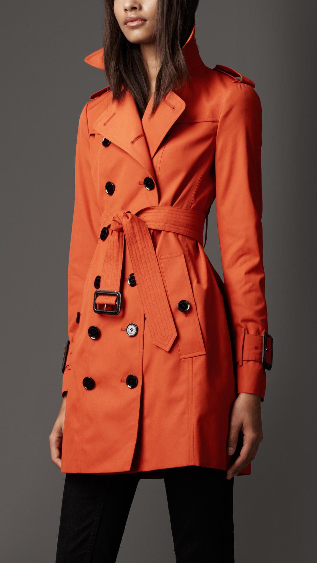 Lyst - Burberry Midlength Cotton Blend Trench Coat in Orange