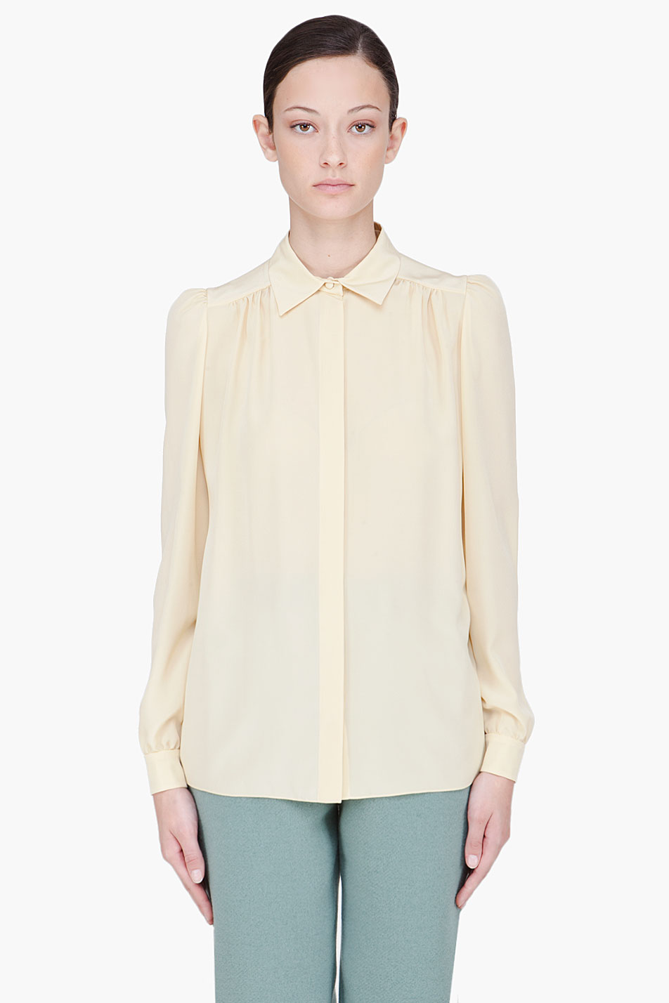 Lyst - Chloé Pale Yellow Silk Blouse in Yellow