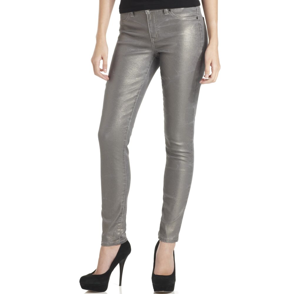 Calvin klein jeans Ultimate Gold Metallic Skinny Jeans in Metallic ...