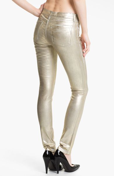 Juicy Couture Metallic Coated Skinny Jeans in Gold (gold saturated foil ...