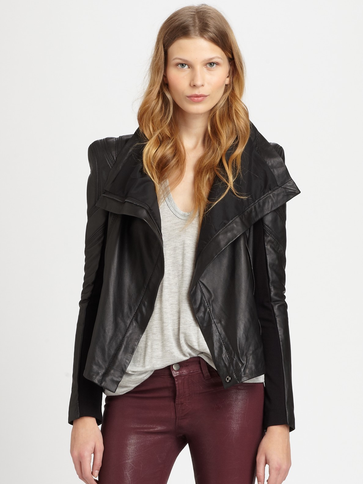 Bcbgmaxazria Orson Leather Jacket In Black Lyst Gallery