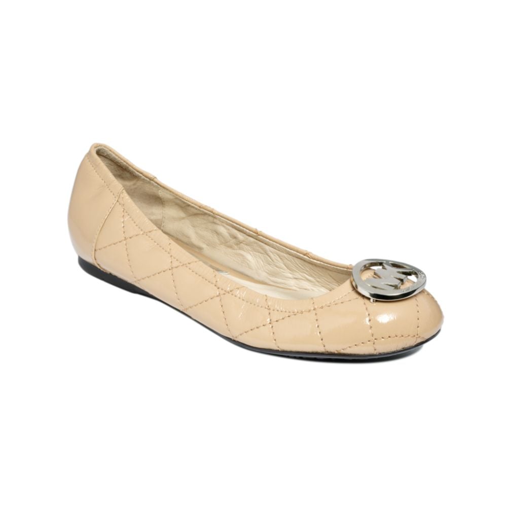Michael Kors Fulton Quilted Ballet Flats in Beige (nude patent) | Lyst