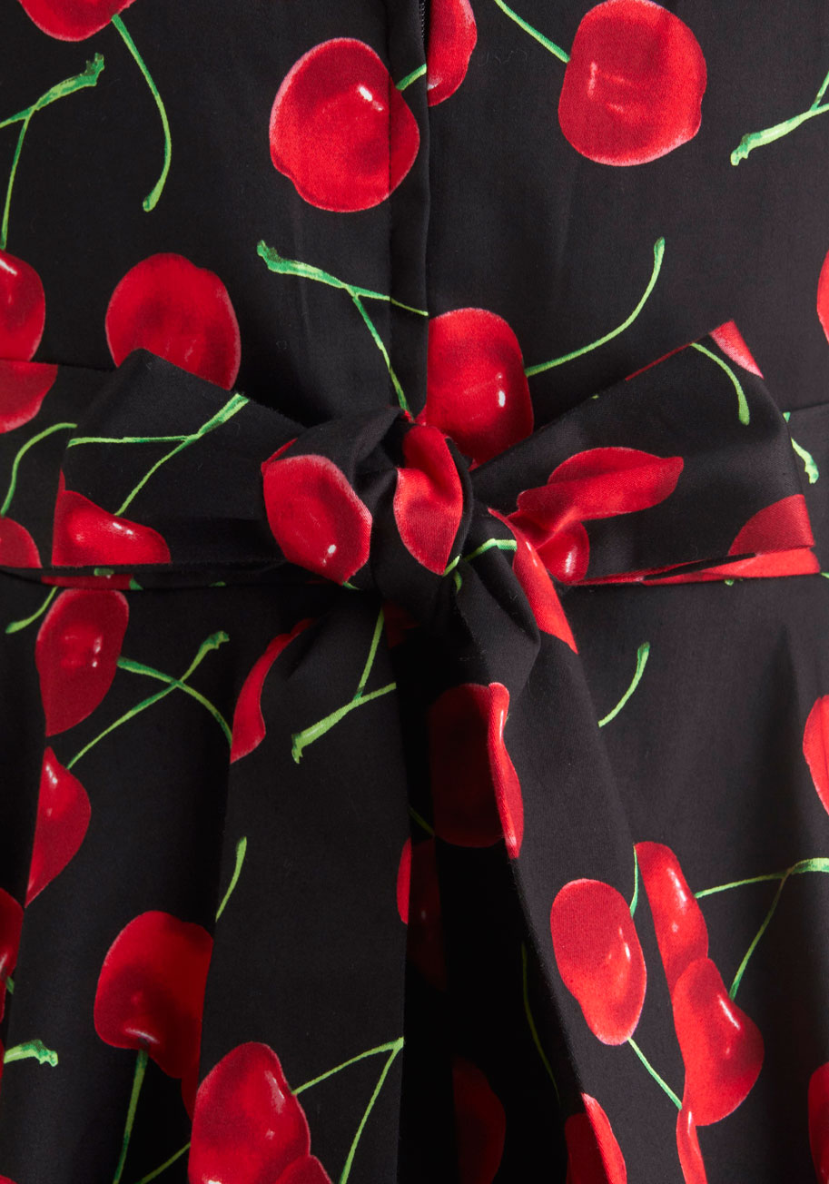 Modcloth Pull Up A Cherry Dress in Black in Black (flare) | Lyst