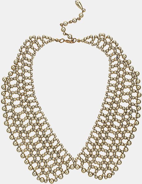 Topshop Peter Pan Bead Necklce in Gold | Lyst