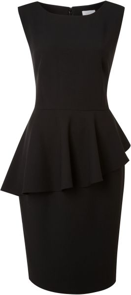 Untold Peplum Ruffle Front Dress in Black | Lyst