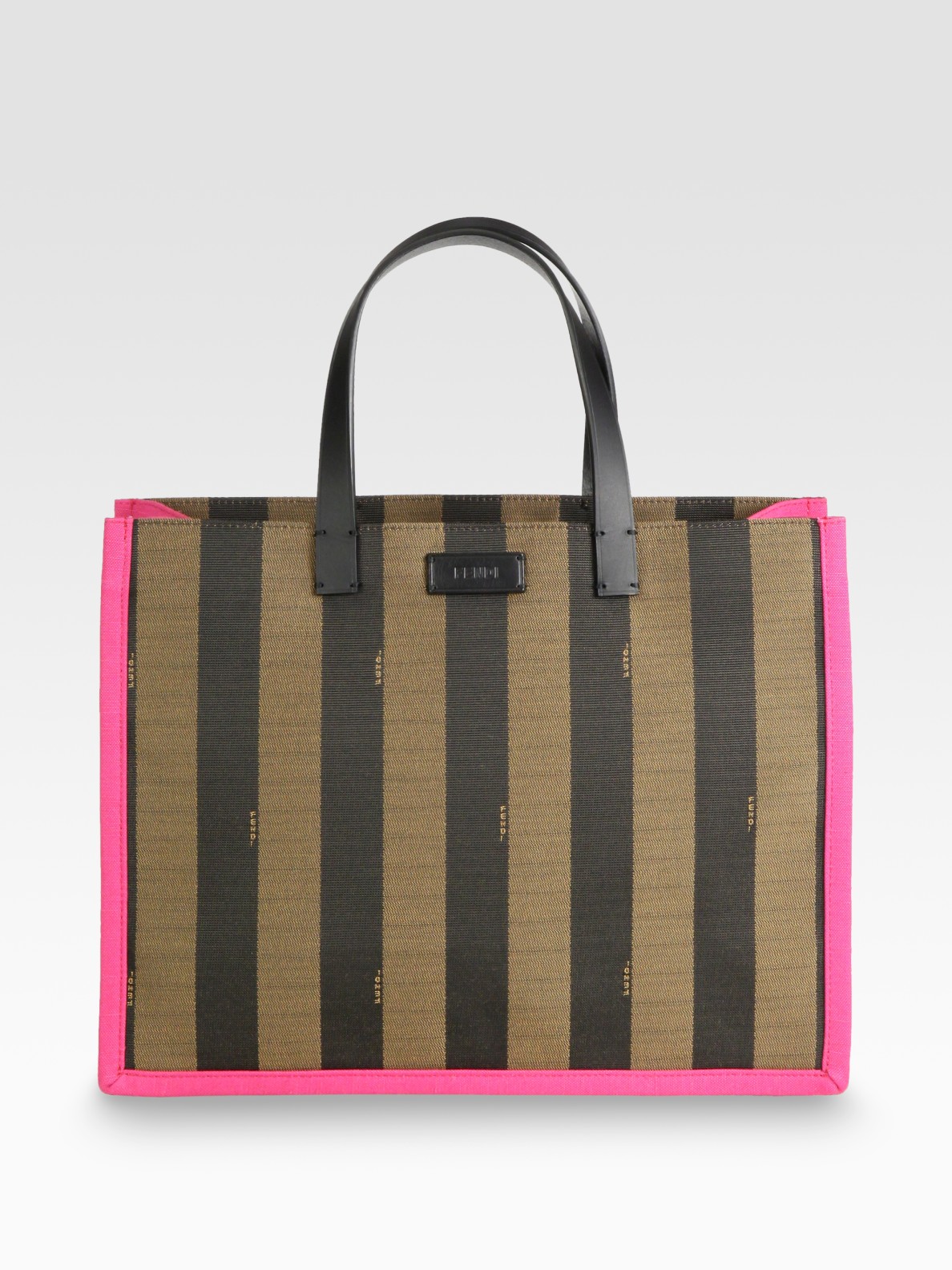 Fendi Pequin Busta Striped Canvas Tote in Pink | Lyst