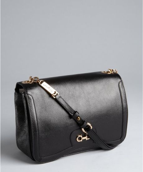 Ferragamo Black Buffalo Leather Classic Shoulder Bag in Black | Lyst