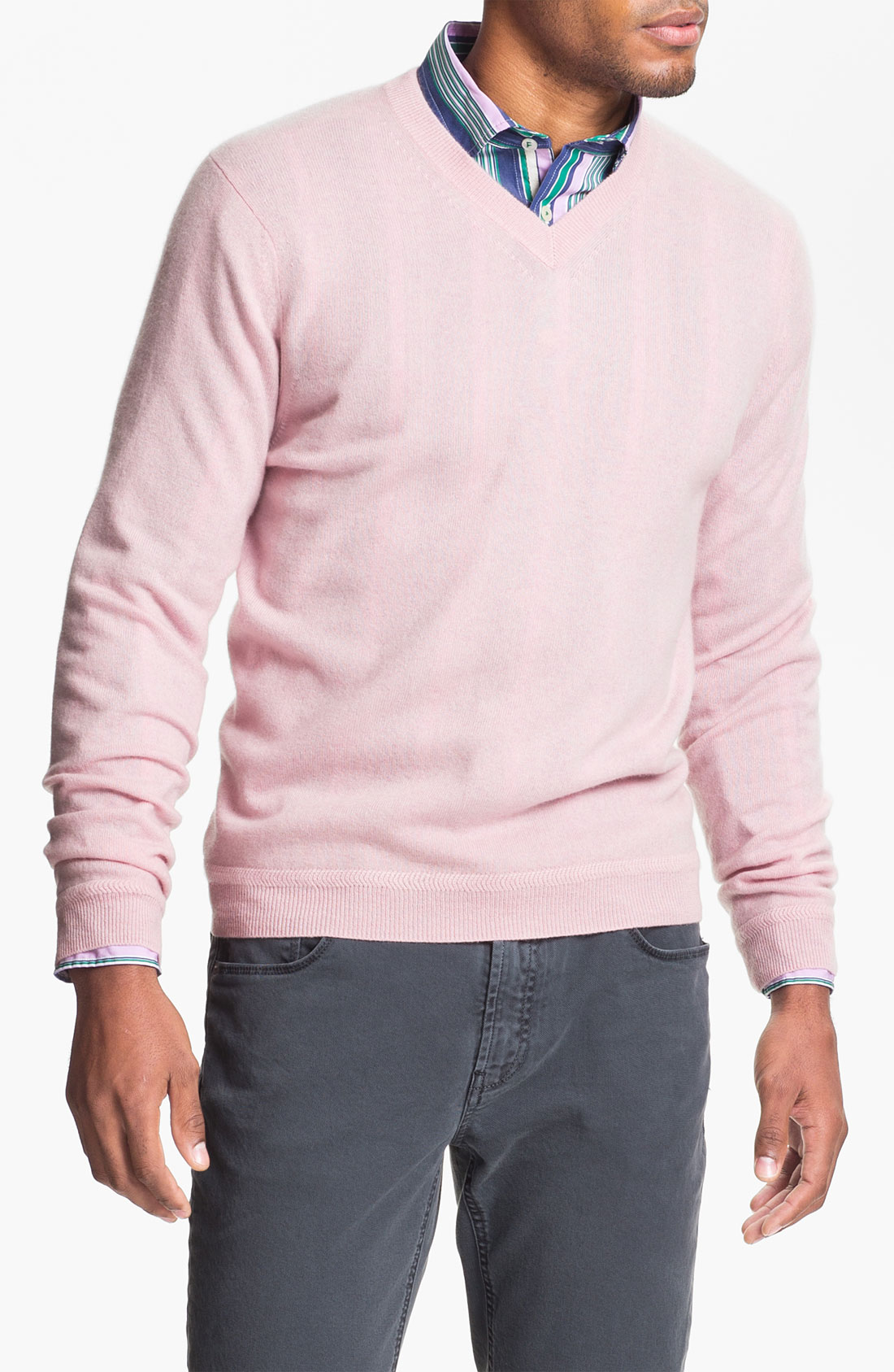 John W. Nordstrom® Vneck Cashmere Sweater in Pink for Men (pink heather ...