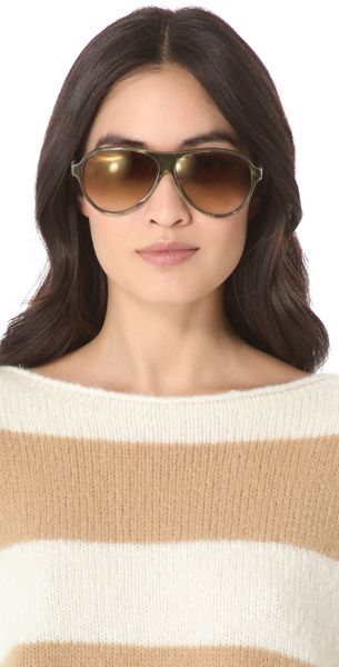 Victoria Beckham Aviator Sunglasses in Brown (pearl) | Lyst