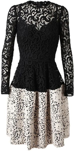 Dolce & Gabbana Bicolor Macramé Lace Dress with Slip in Black | Lyst