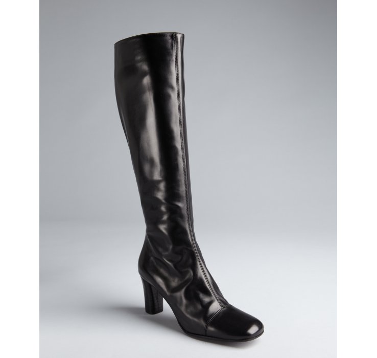 Lyst Marc Jacobs Black Leather Square Toe Side Zip Tall Boots In Black