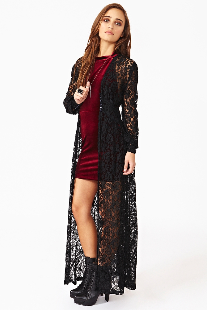 Nasty gal Lana Lace Duster in Black Lyst
