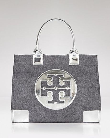 Tory Burch Ella Tote in Gray (silver metallic) | Lyst