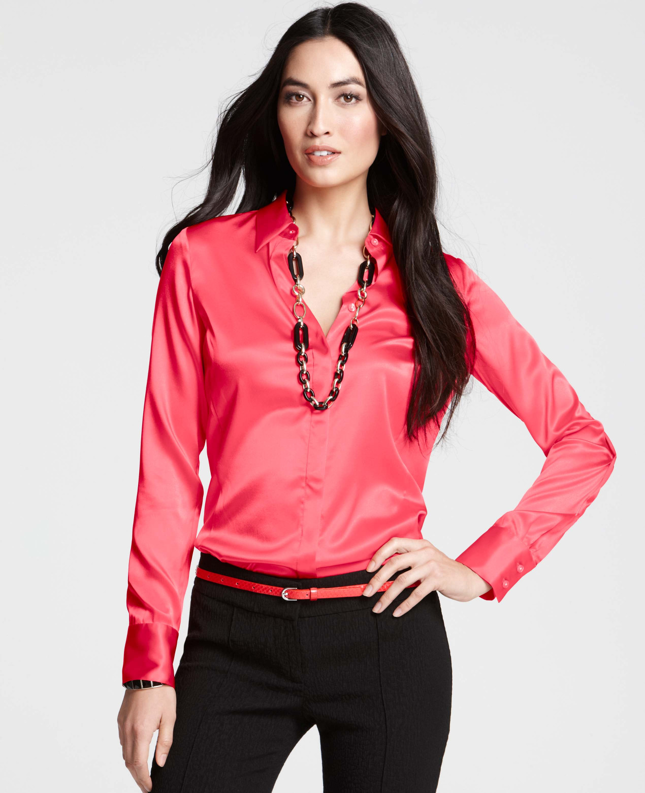 Lyst - Ann Taylor Silk Legacy Button Down Blouse in Pink